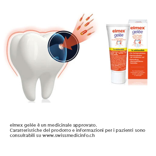 elmex gelée è un medicinale approvato. Caratteristiche del prodotto e informazioni per i pazienti sono consultabili su www.swissmedicinfo.ch elmex gelée è un medicinale approvato. Caratteristiche del prodotto e informazioni per i pazienti sono consultabili su www.swissmedicinfo.ch